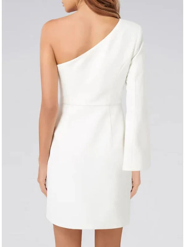 Chic Sheath One - Shoulder Long Sleeve Zipper Back Mini Length Homecoming Dresses