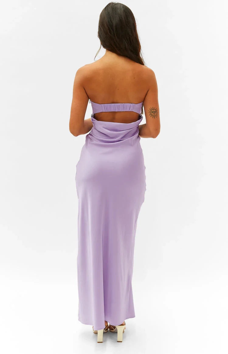 Chic Sheath Strapless Cowl Back Floor Length Prom Dresses