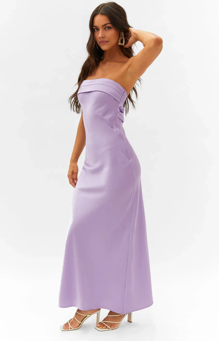 Chic Sheath Strapless Cowl Back Floor Length Prom Dresses
