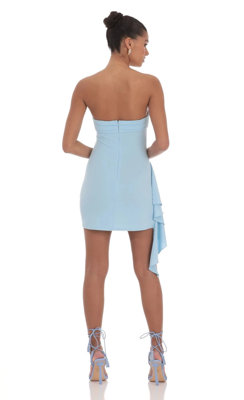 Chic Sheath Strapless Ruched-Asymmetric-Ruffle Short Length Homecoming Dresses