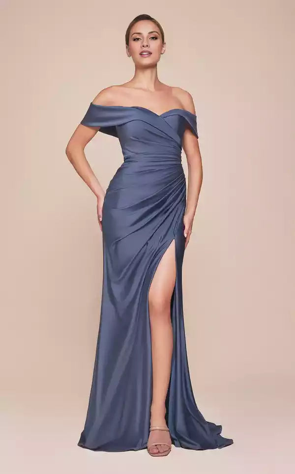 Chic Off shoulder Neckline Split Fork Long Mermaid Evening Dress