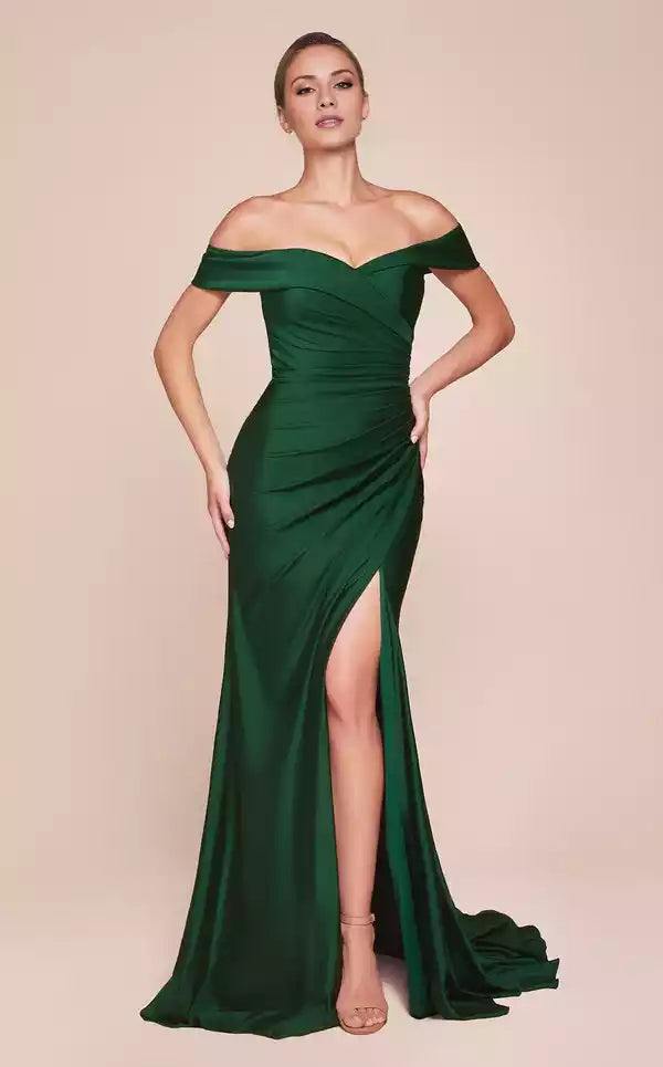 Chic Off shoulder Neckline Split Fork Long Mermaid Evening Dress