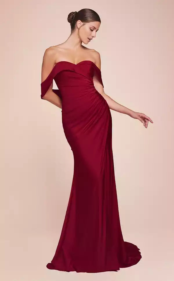 Chic Off shoulder Neckline Split Fork Long Mermaid Evening Dress