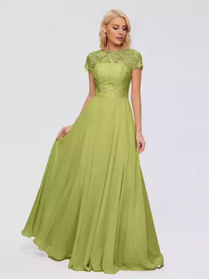 Cicinia Rose A-Line Cap Sleeves Lace Bridesmaid Dresses