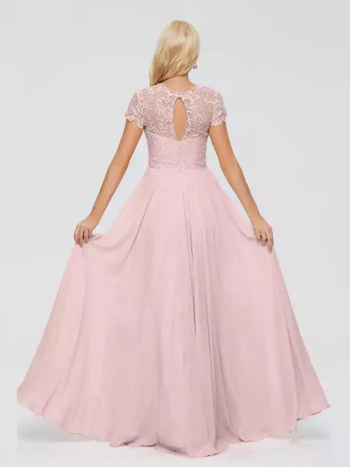 Cicinia Rose A-Line Cap Sleeves Lace Bridesmaid Dresses