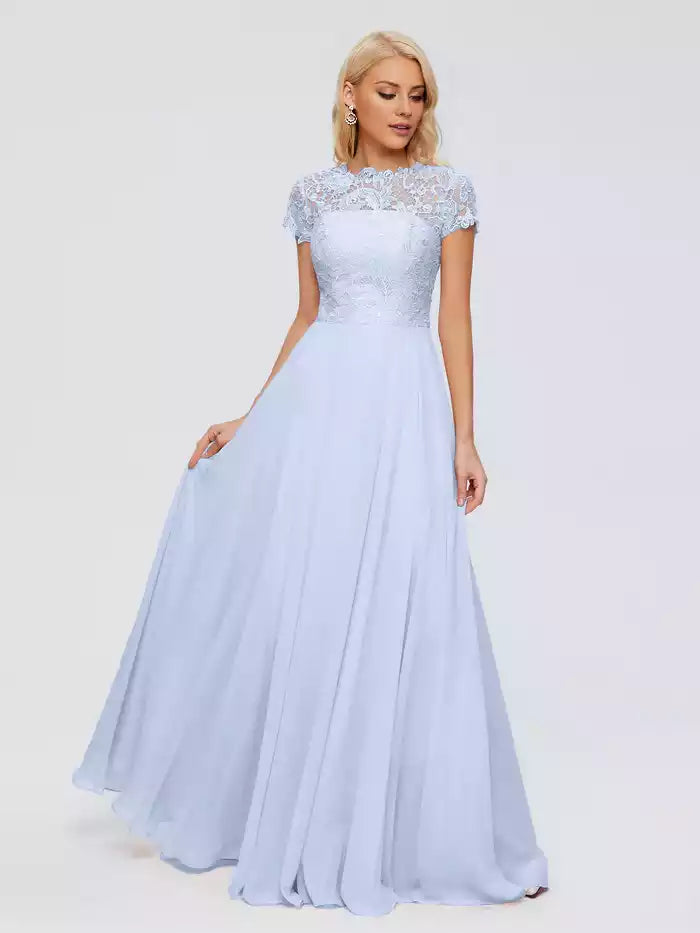 Cicinia Rose A-Line Cap Sleeves Lace Bridesmaid Dresses