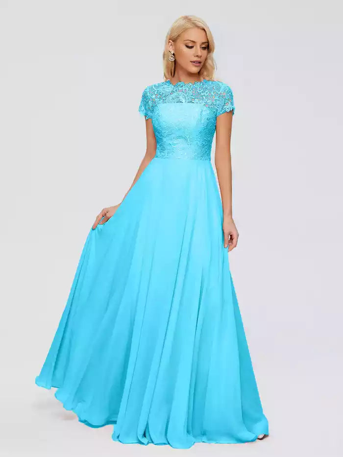 Cicinia Rose A-Line Cap Sleeves Lace Bridesmaid Dresses