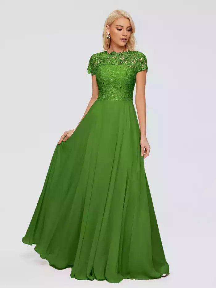 Cicinia Rose A-Line Cap Sleeves Lace Bridesmaid Dresses