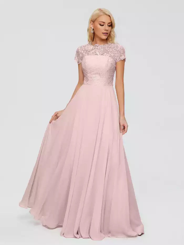 Cicinia Rose A-Line Cap Sleeves Lace Bridesmaid Dresses