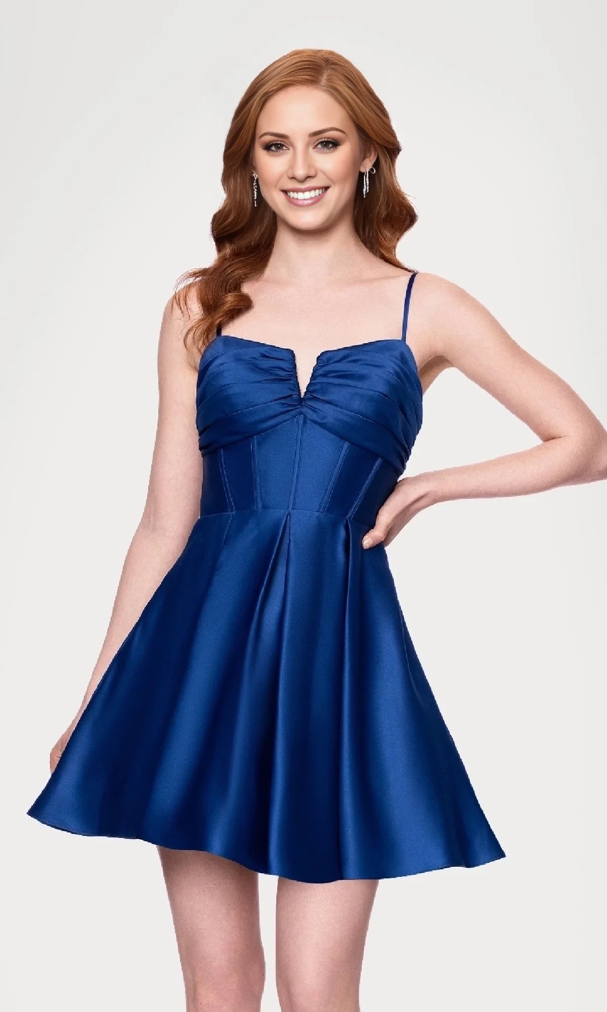 Classic A-Line Spaghetti Straps Sleeveless Lace Up Back Short-Mini Homecoming Dress