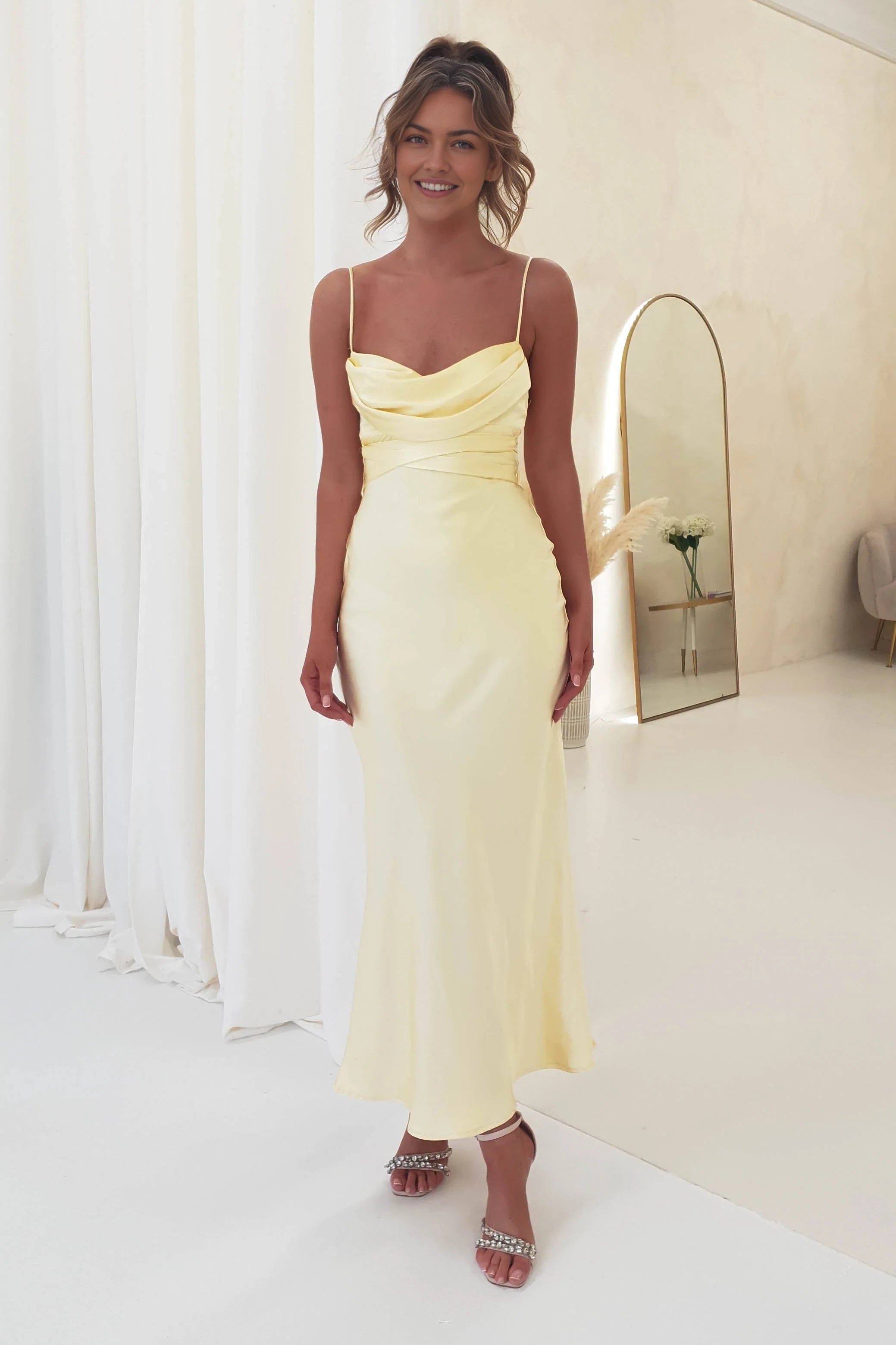 Classic Mermaid V Neck Sleeveless Back Zip Ankle-Length Prom Dress