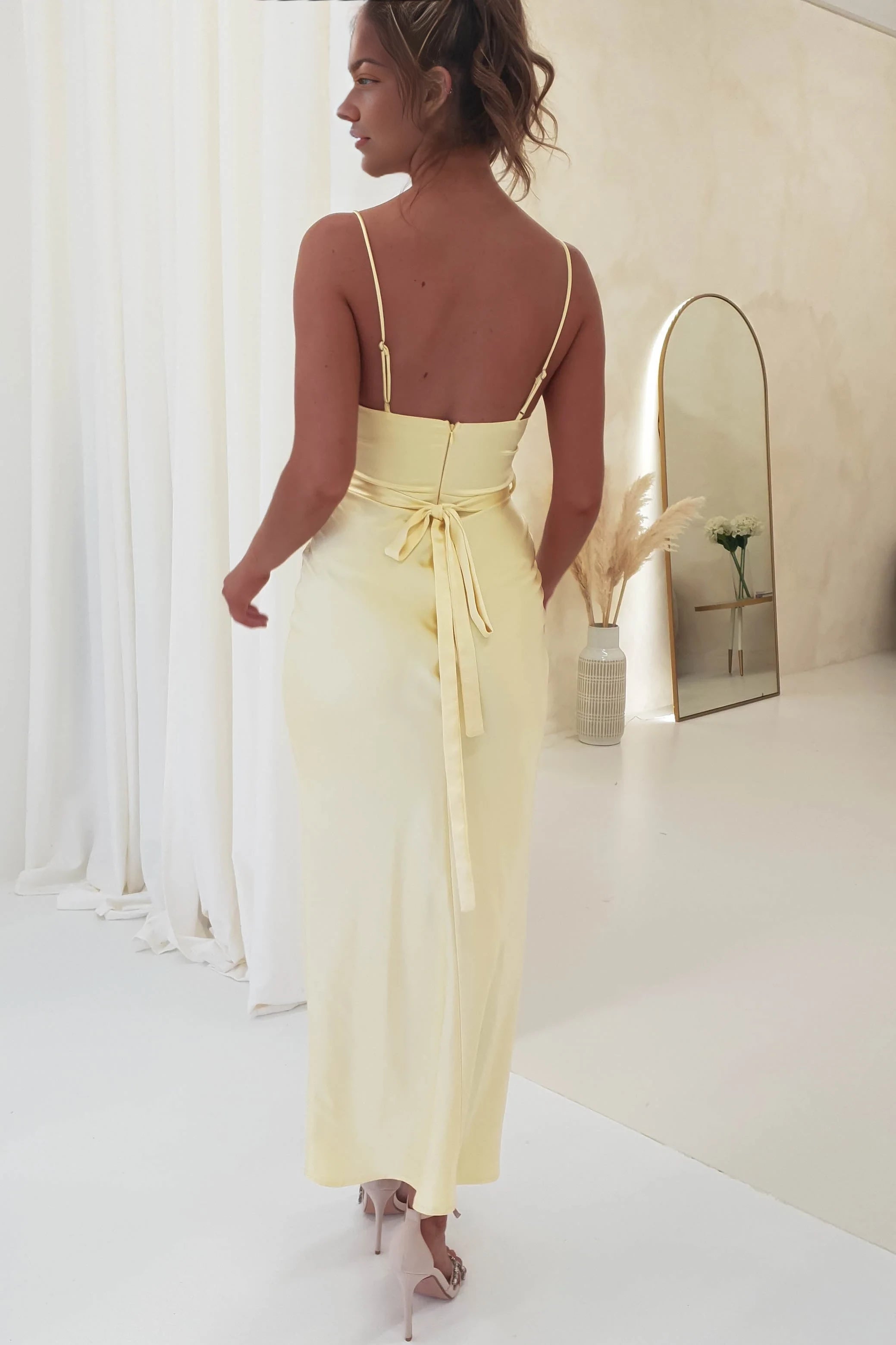 Classic Mermaid V Neck Sleeveless Back Zip Ankle-Length Prom Dress