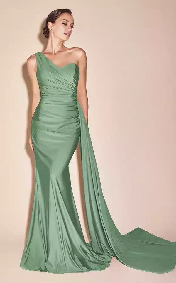 Classic One shoulder Neckline Mermaid Evening Dress