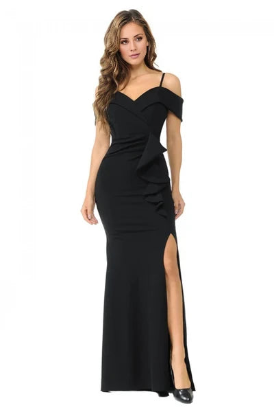 Cold Shoulder Mermaid Ruffled Prom Dresses New Evening Dresses