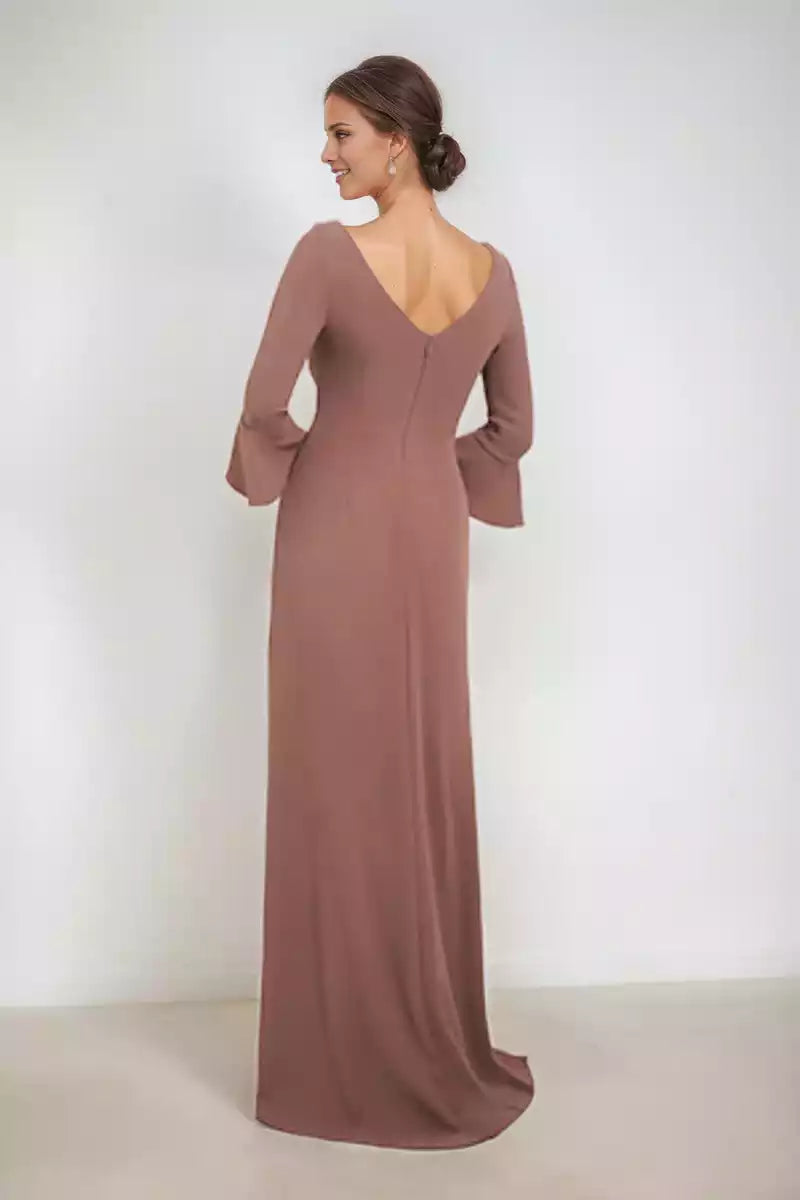 Column Scoop Neck  with Appliques Split Side Mother of the Bride Dresses
