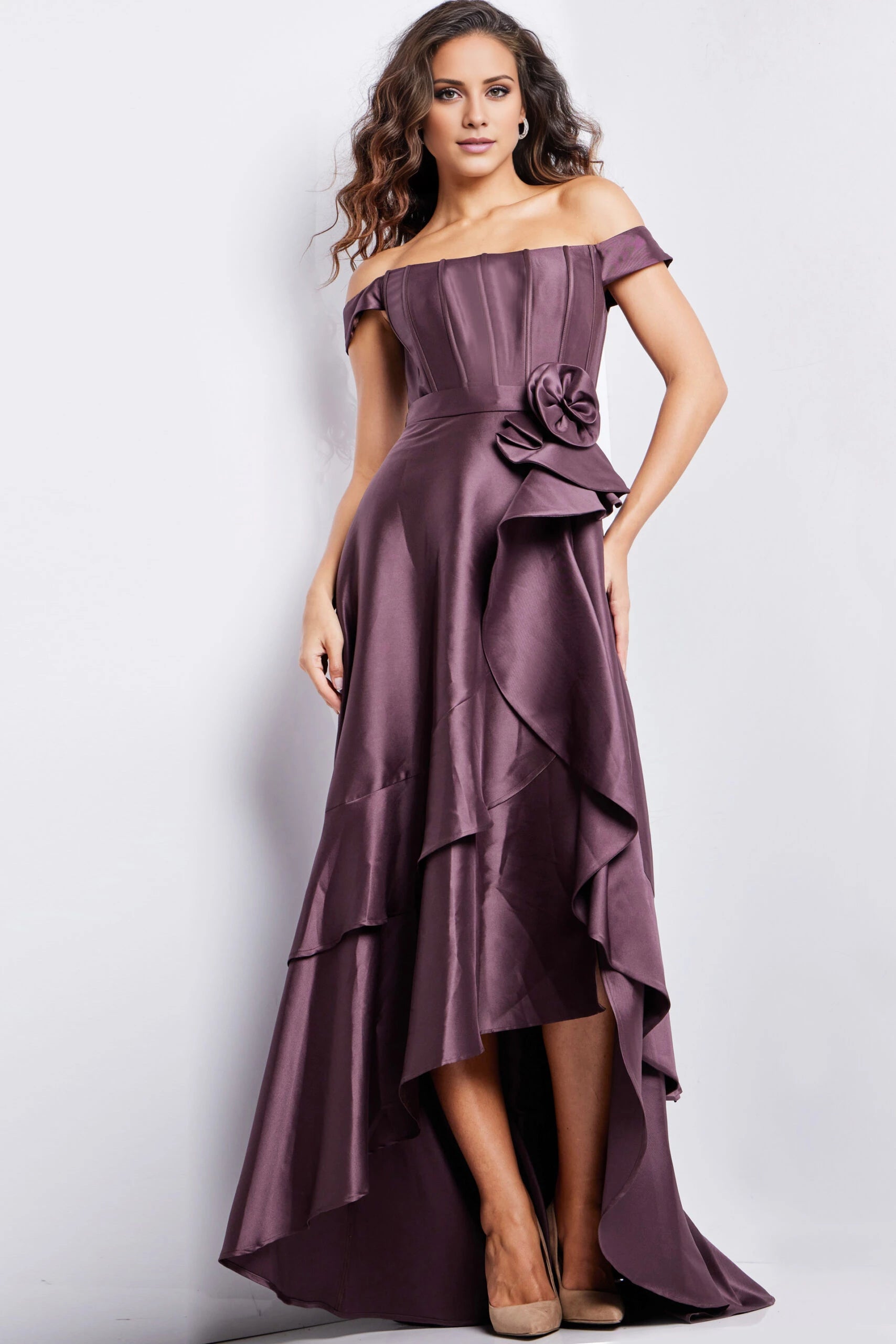 Corset Bodice Orchid High Low Dress  Evening Dresses