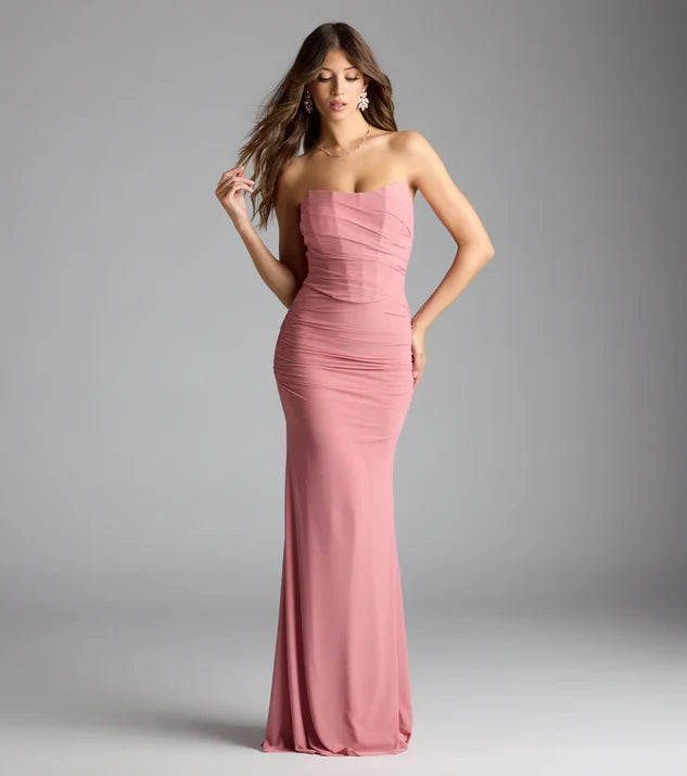Corset Mermaid  Wrap The Buttocks Mesh Formal Dress Evening Dress