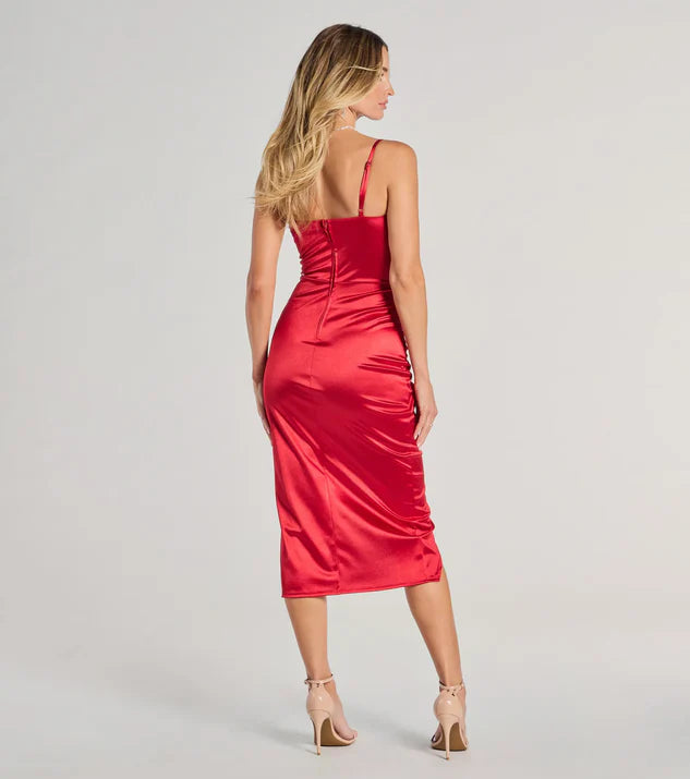 Cowl Neck Wrap Satin Wrap the Buttocks Formal Dress Evening Dress