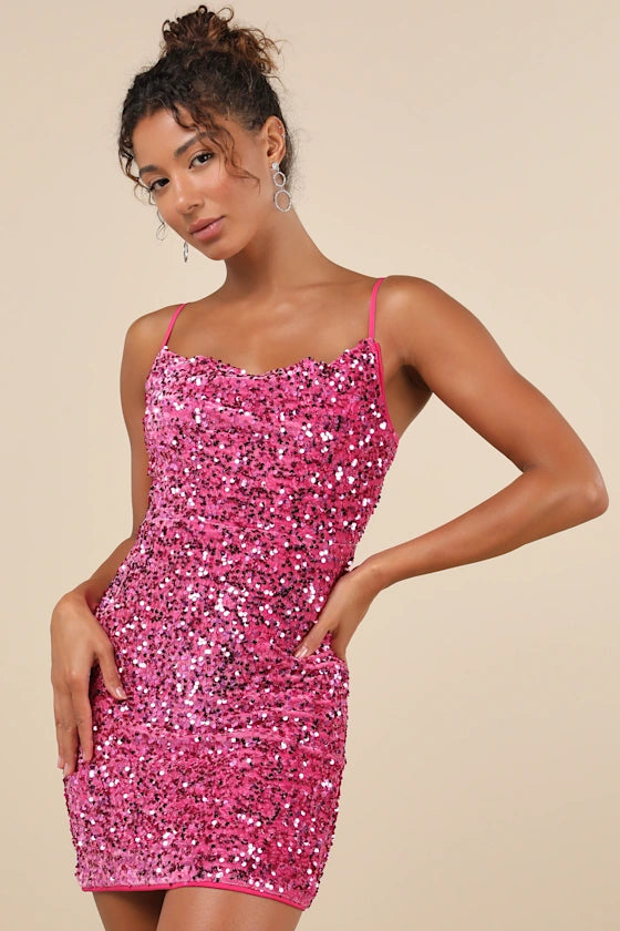 Dazzling Velvet Sequin Mini Bodycon Dress Homecoming Dress