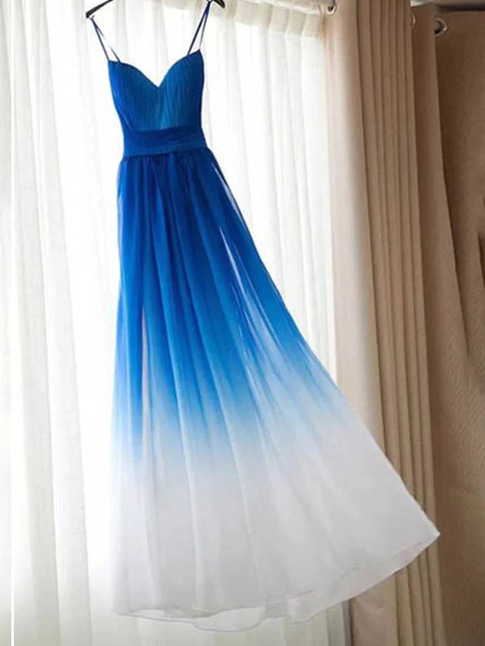 Dreamy A - Line Sweetheart Spaghetti Strap Zipper Back Long Length Prom Dresses