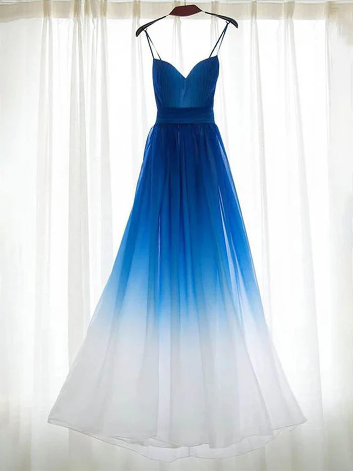 Dreamy A - Line Sweetheart Spaghetti Strap Zipper Back Long Length Prom Dresses