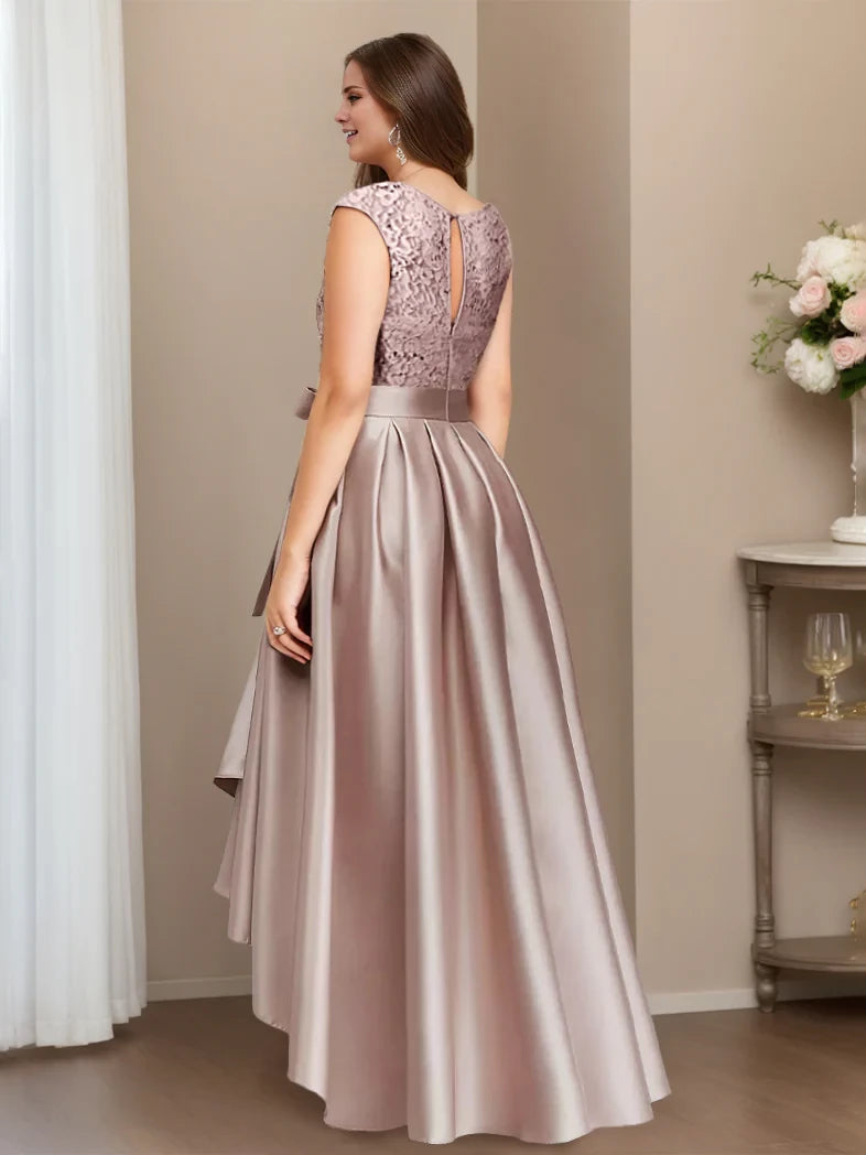 Plus Size Elegant A - Line Crew Neck Sleeveless Keyhole Back Asymmetrical Length Mother of the Bride Dresses