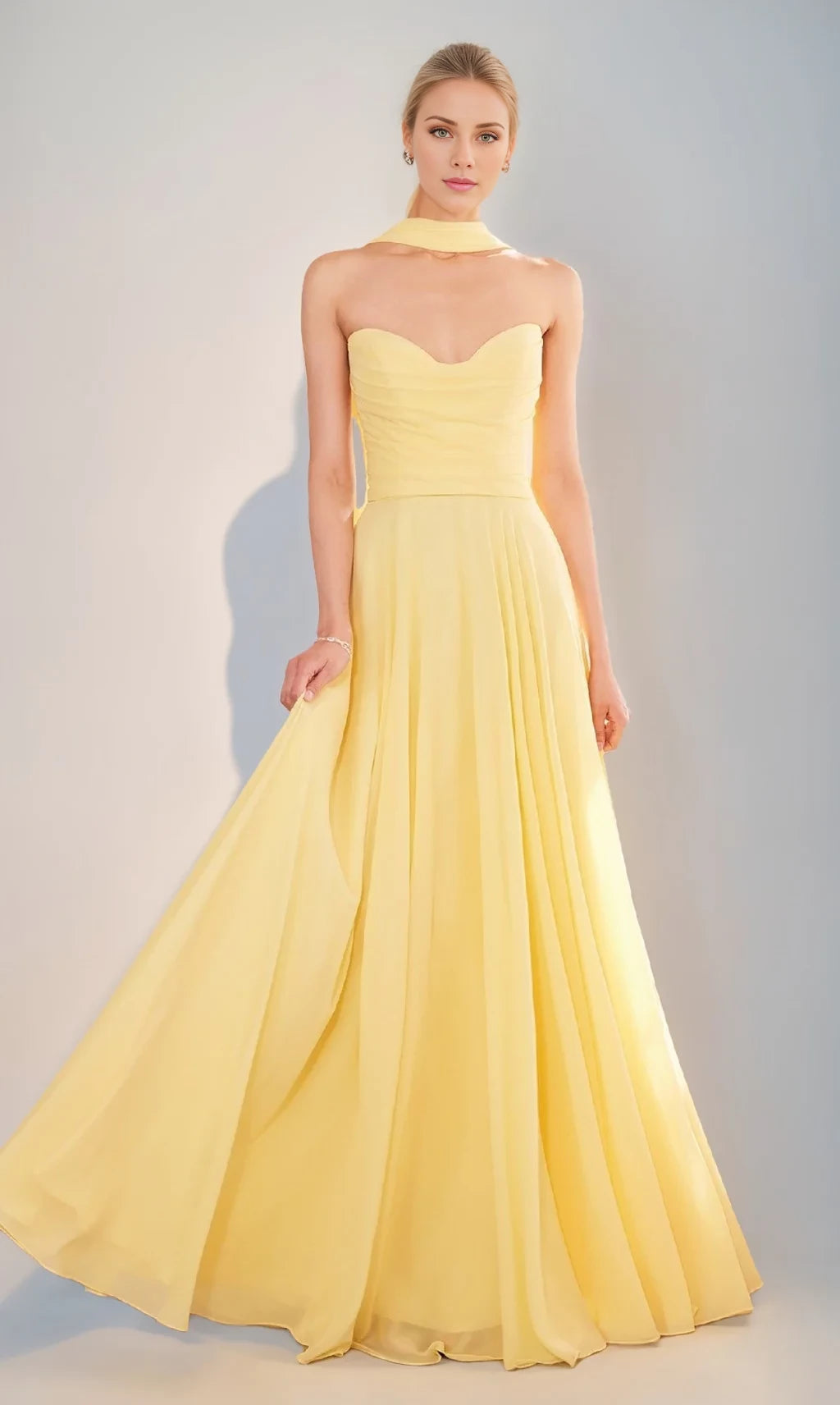 Elegant A - Line Halter Neck Sleeveless Zipper Back Long Length Prom Dresses