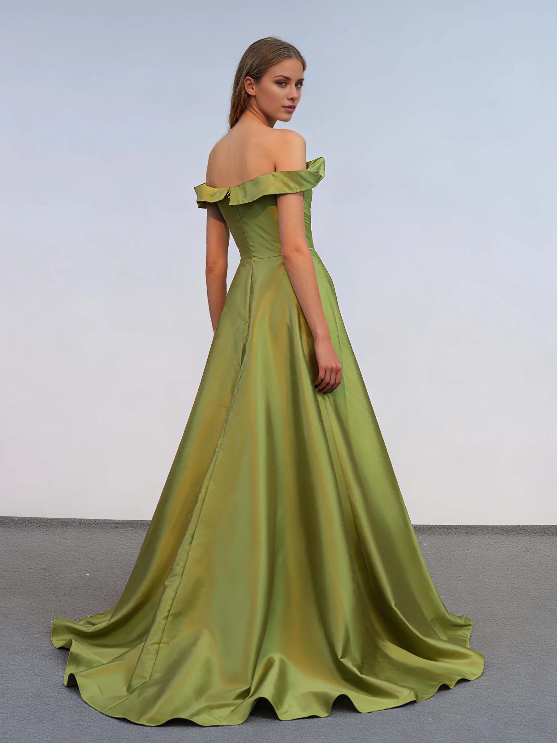 Elegant A - Line Off - Shoulder Sleeveless Zipper Back Long Length Prom Dresses