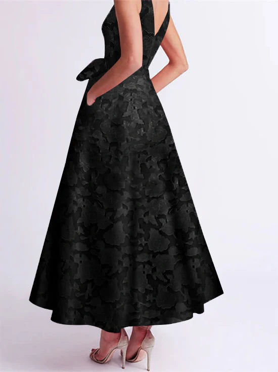 Elegant A - Line Plunging V - Neck Sleeveless Zipper Back Floor - Length Mother of the Bride Dresses