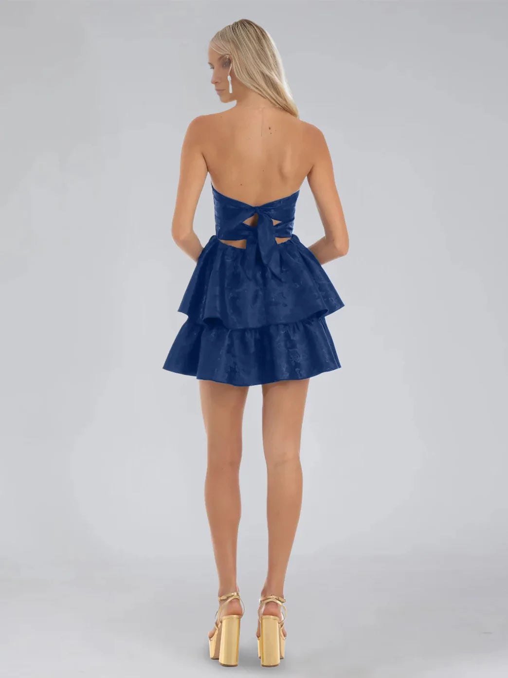 Elegant A - Line Strapless Sleeveless Bow Back Mini Length Homecoming Dresses