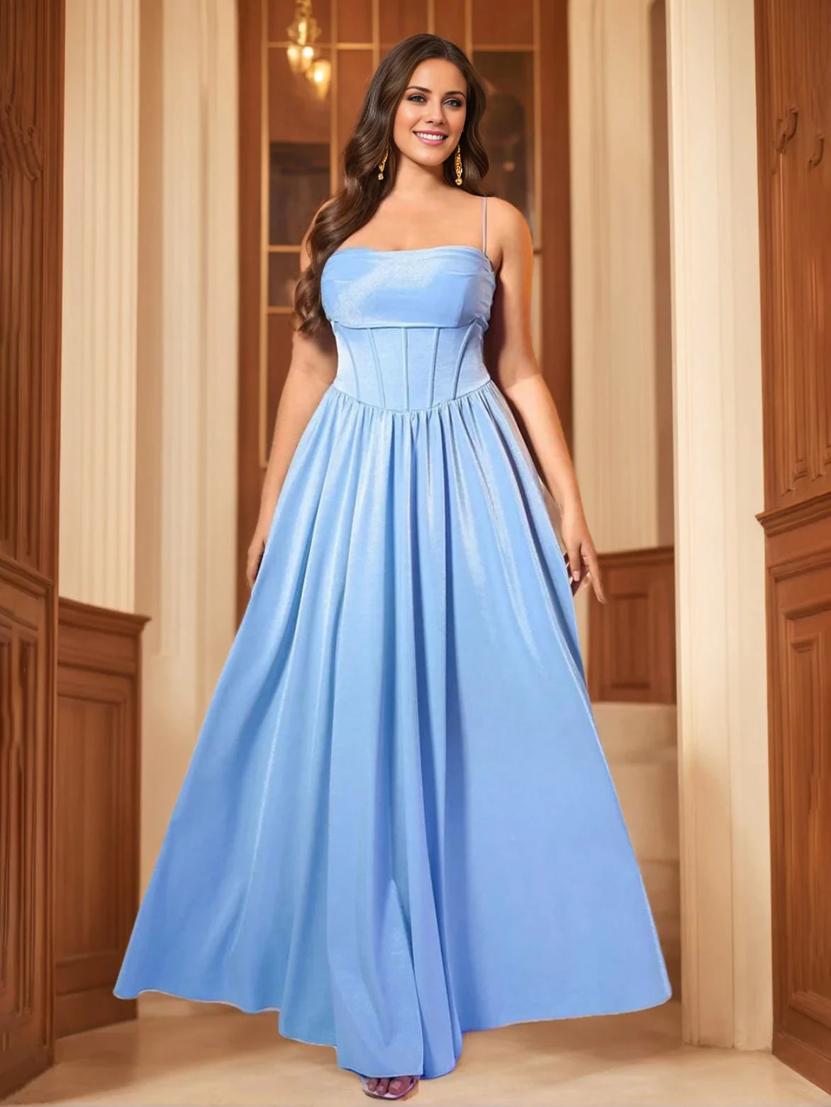 Elegant A - Line Strapless Sleeveless Zipper Back Long Length Prom Dresses