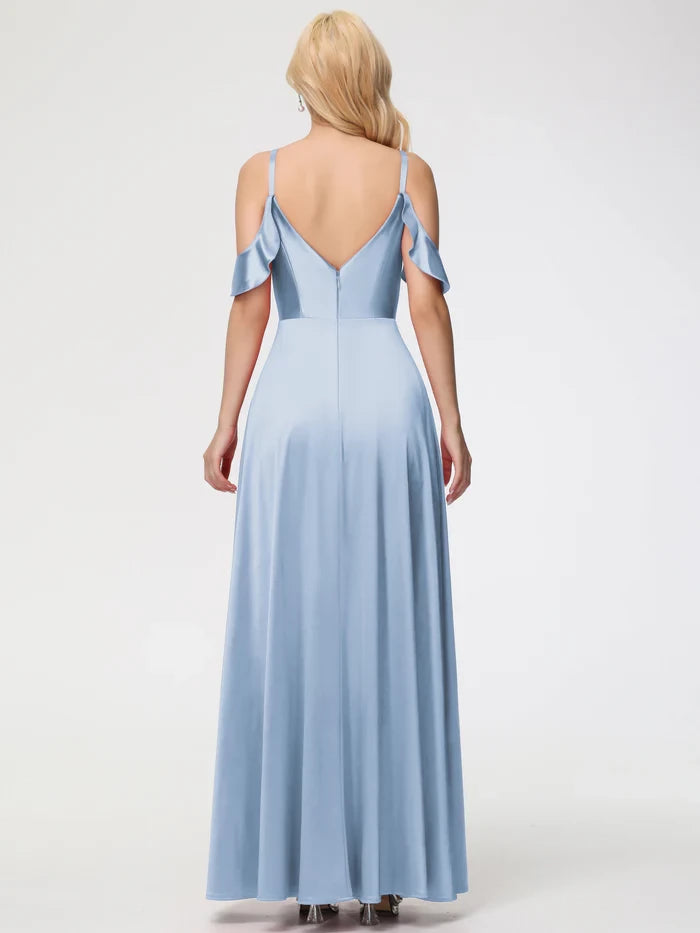 Elegant A - Line Sweetheart Neck Cold - Shoulder Long Length Prom Dresses