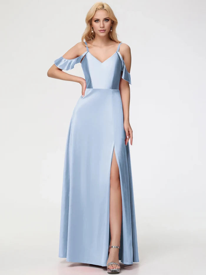 Elegant A - Line Sweetheart Neck Cold - Shoulder Long Length Prom Dresses