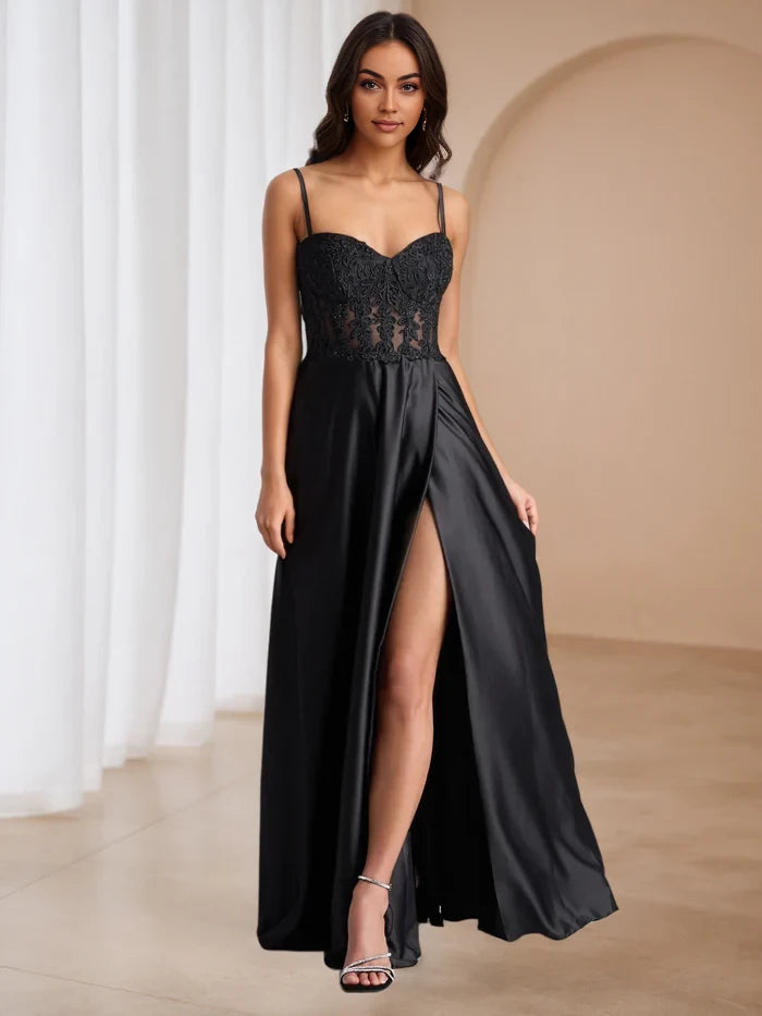 Elegant A - Line Sweetheart Neck Sleeveless Sheer Back Floor Length Prom Dresses