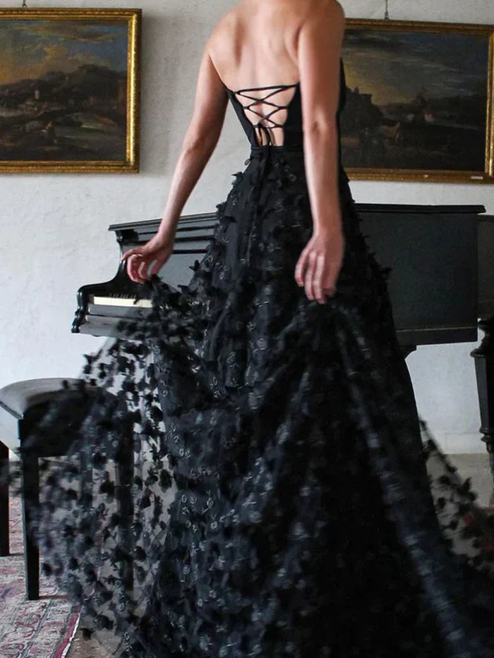 Elegant A - Line Sweetheart Sleeveless Lace - Up Back Long Length Prom Dresses