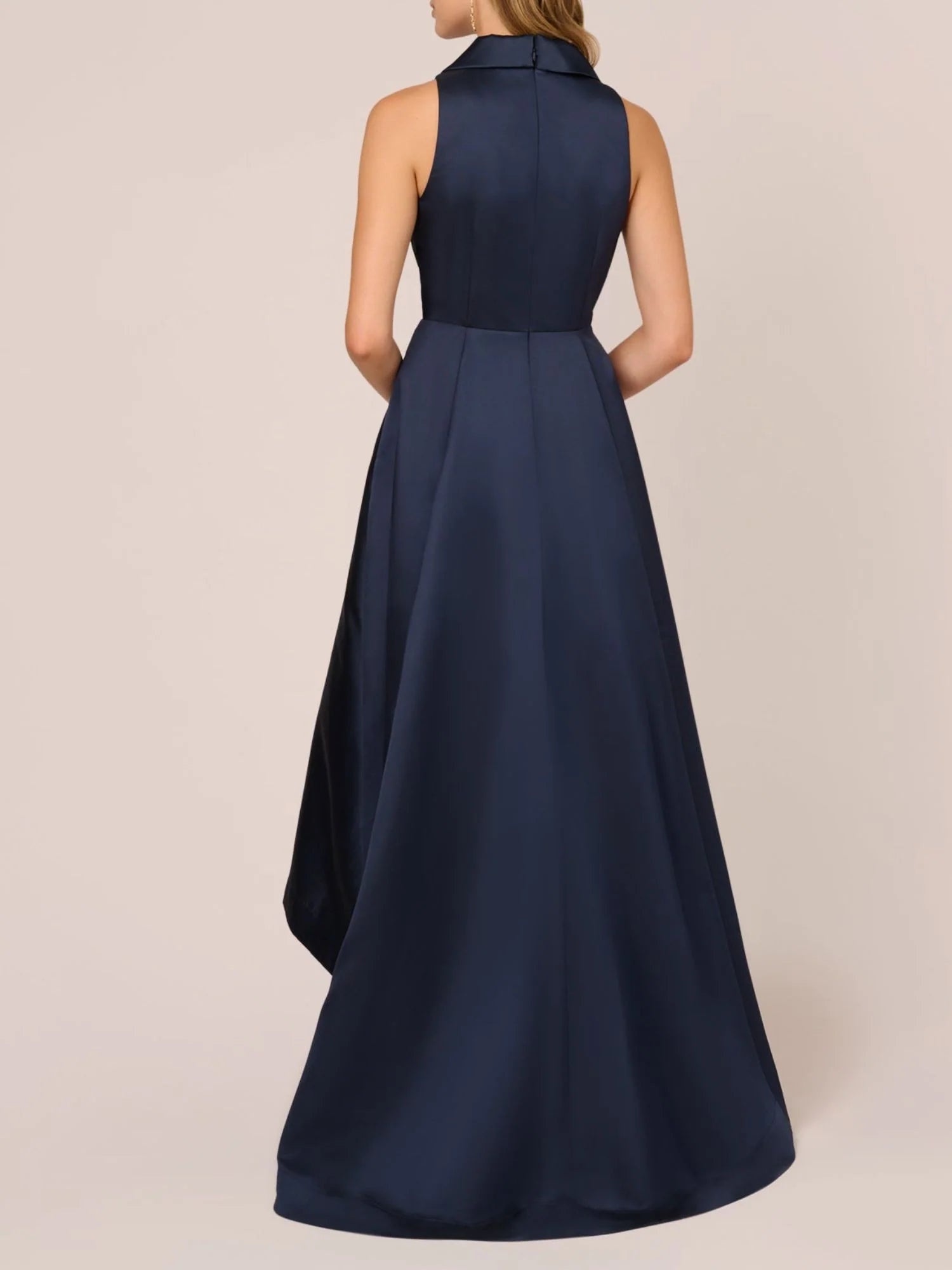 Elegant Asymmetric Plunging V - Neck Sleeveless Zipper Back High - Low Mother of the Bride Dresses