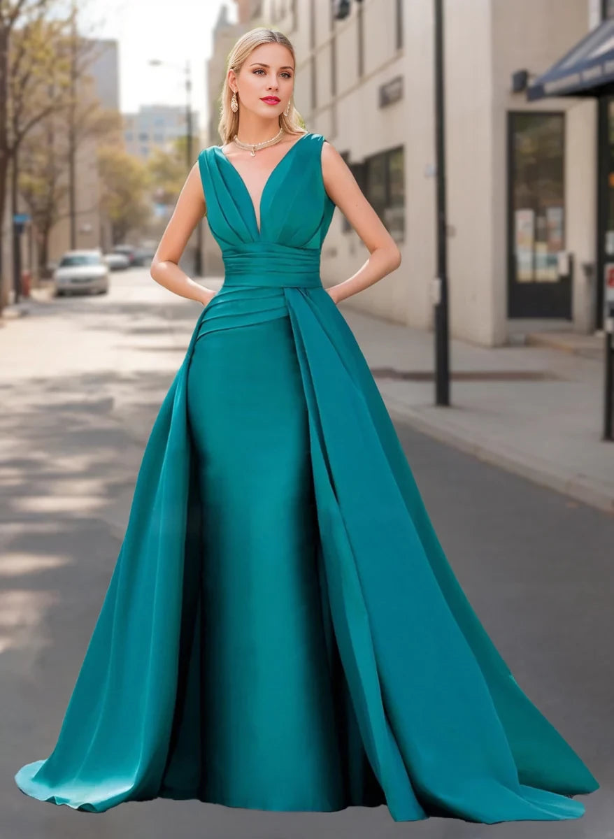 Elegant Ball - Gown Plunging V - Neck Sleeveless Zipper Back Floor - Length Mother of the Bride Dresses