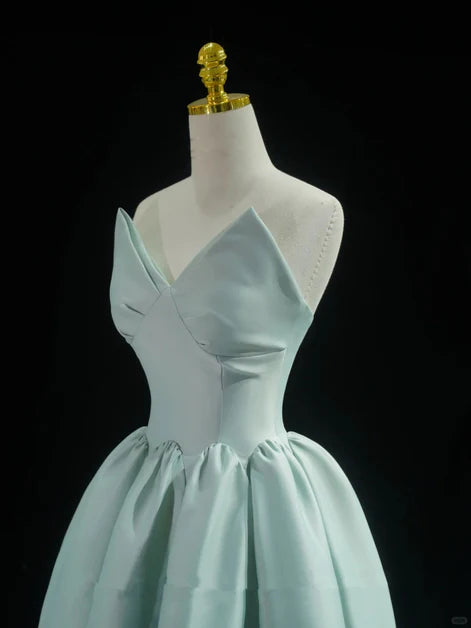 Elegant Ballgown Spaghetti-Strap Satin Draped Back-Zip Floor-Length Evening Dresses