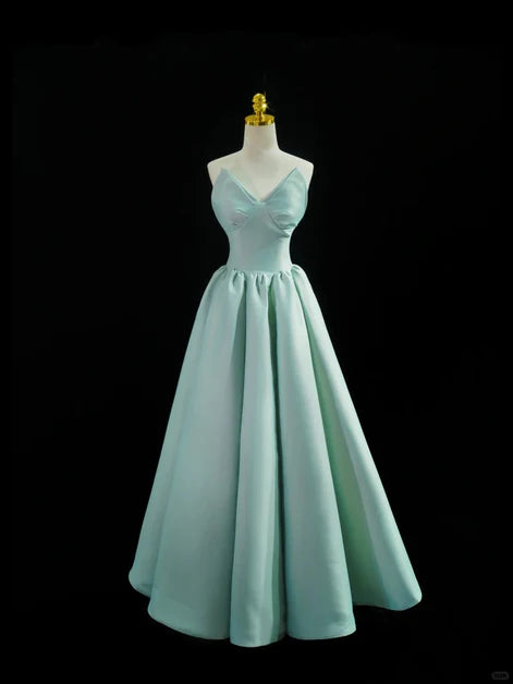 Elegant Ballgown Spaghetti-Strap Satin Draped Back-Zip Floor-Length Evening Dresses
