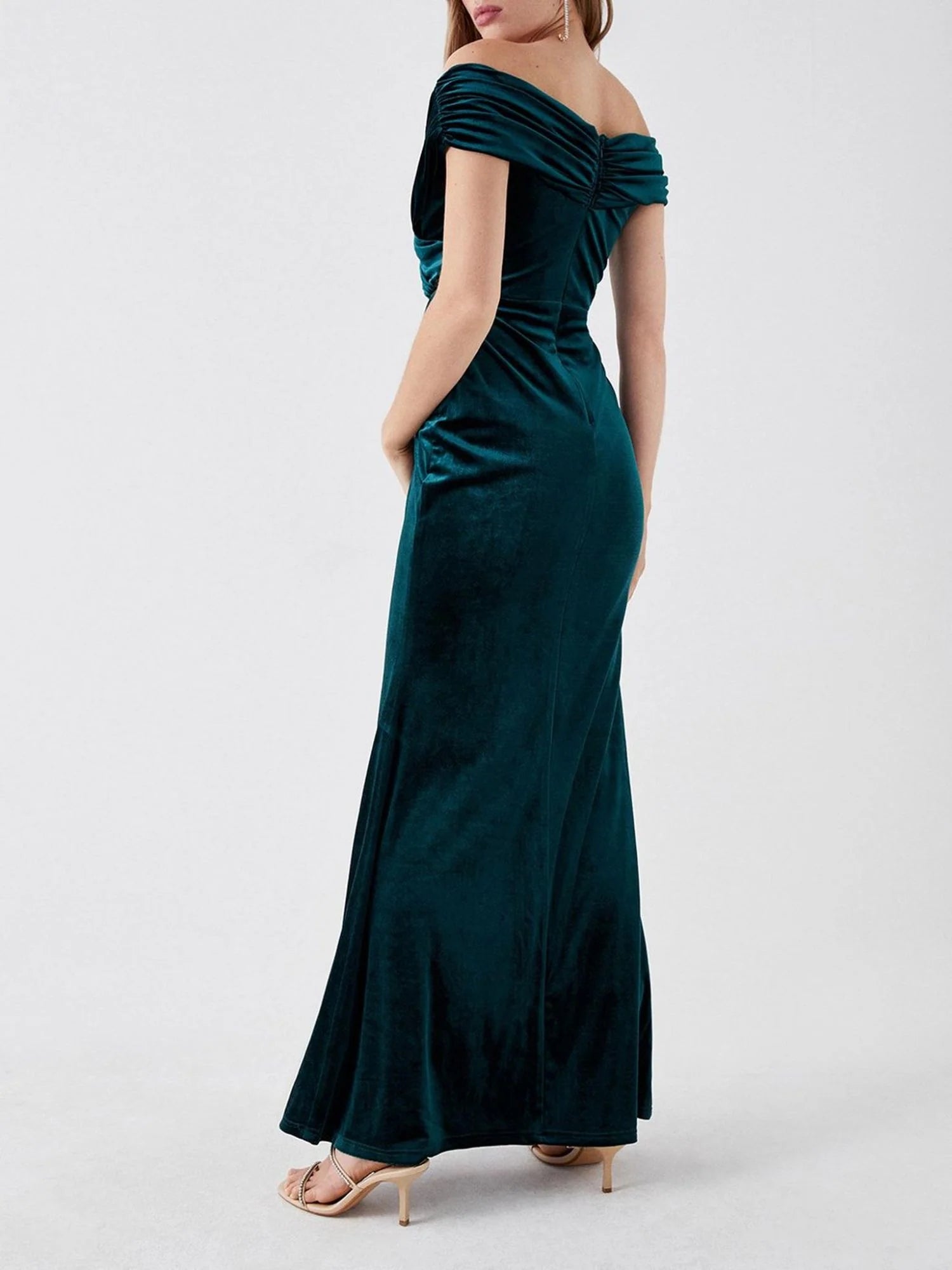 Elegant Mermaid Off - Shoulder Cap Sleeve Zipper Back Floor - Length Mother of the Bride Dresses