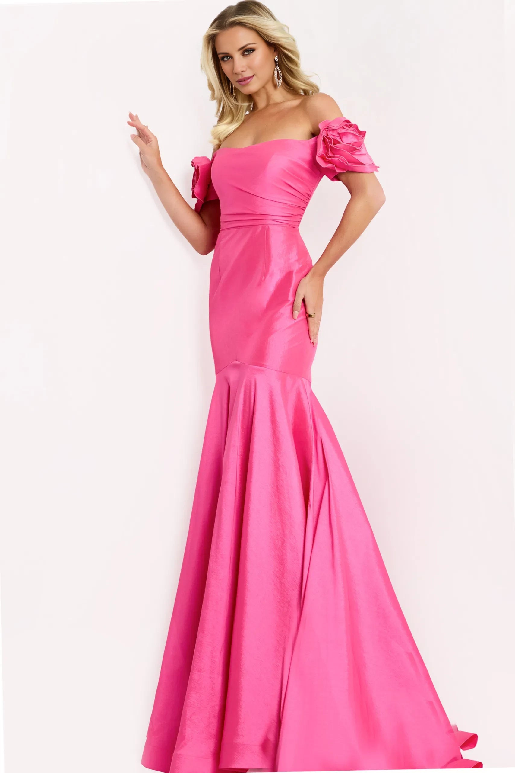 Elegant Mermaid Off-Shoulder Floral-Accent Long Length Evening Dresses