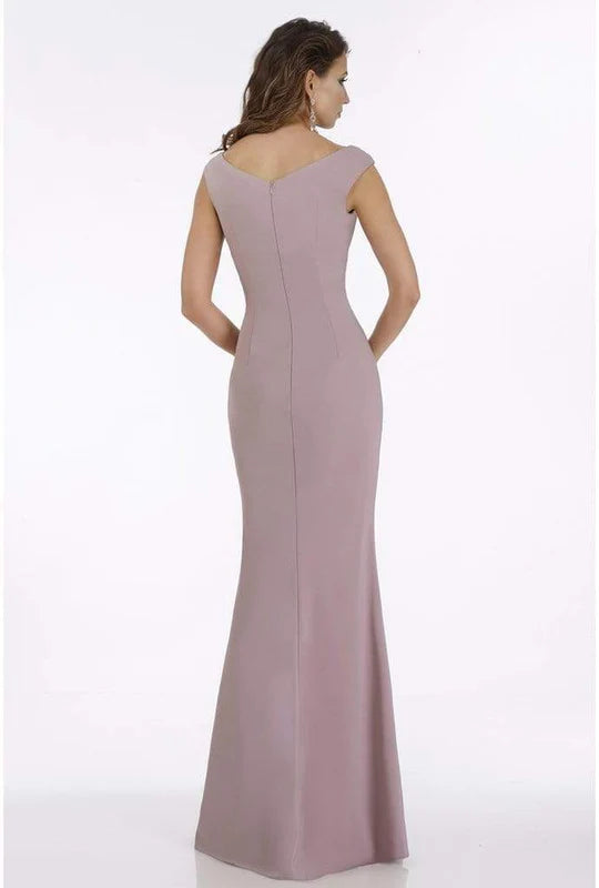Elegant Mermaid Off-Shoulder Sleeveless V-Back Dusty Rose Satin Floor-Length Mother of the Bride Dresses