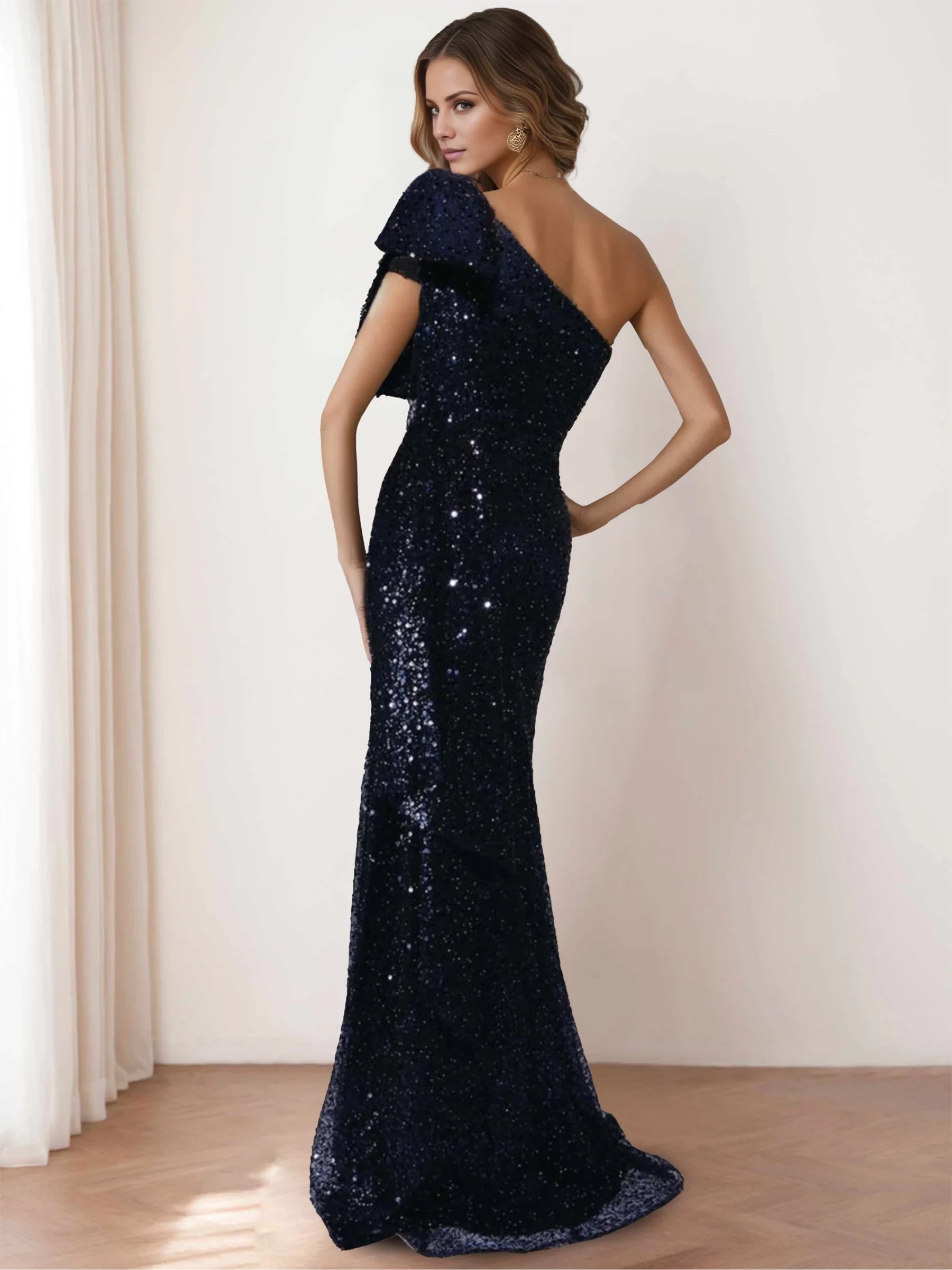 Elegant Mermaid One - Shoulder Sleeveless Zipper Back Floor - Length Mother Of The Bride Dresses