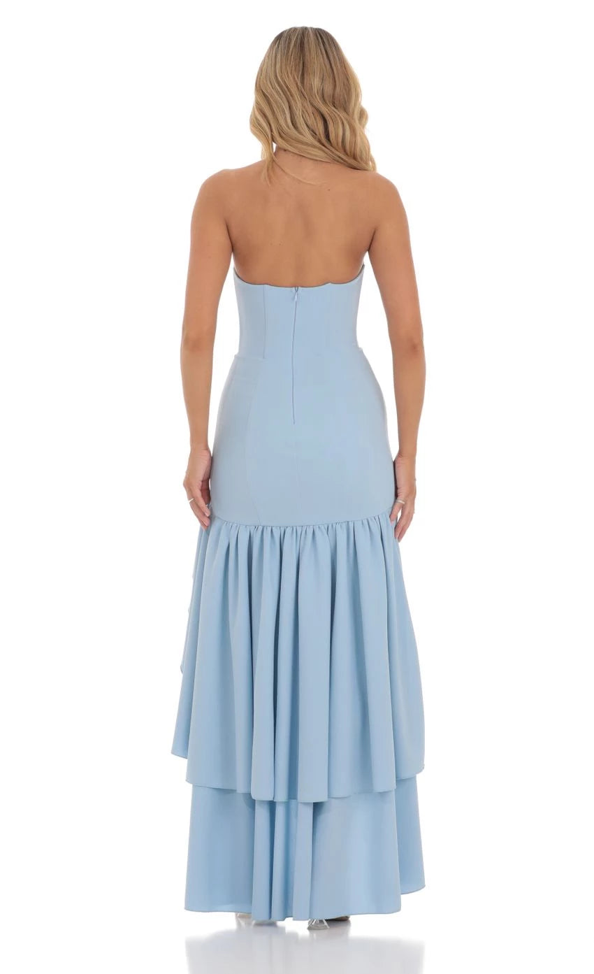 Elegant Mermaid Strapless Sleeveless Zipper Back Floor Length Prom Dresses