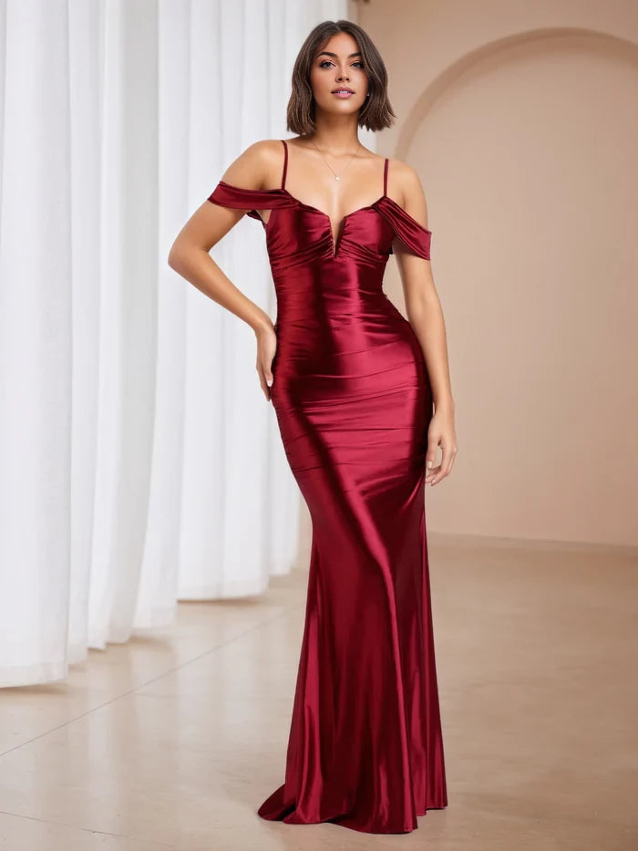 Elegant Mermaid Sweetheart Neck Off - Shoulder Long Length Prom Dresses
