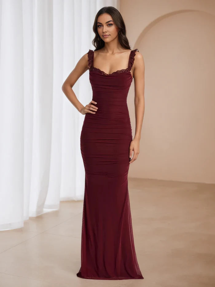 Elegant Mermaid Sweetheart Neck Sleeveless Lace - Up Back Floor Length Prom Dresses