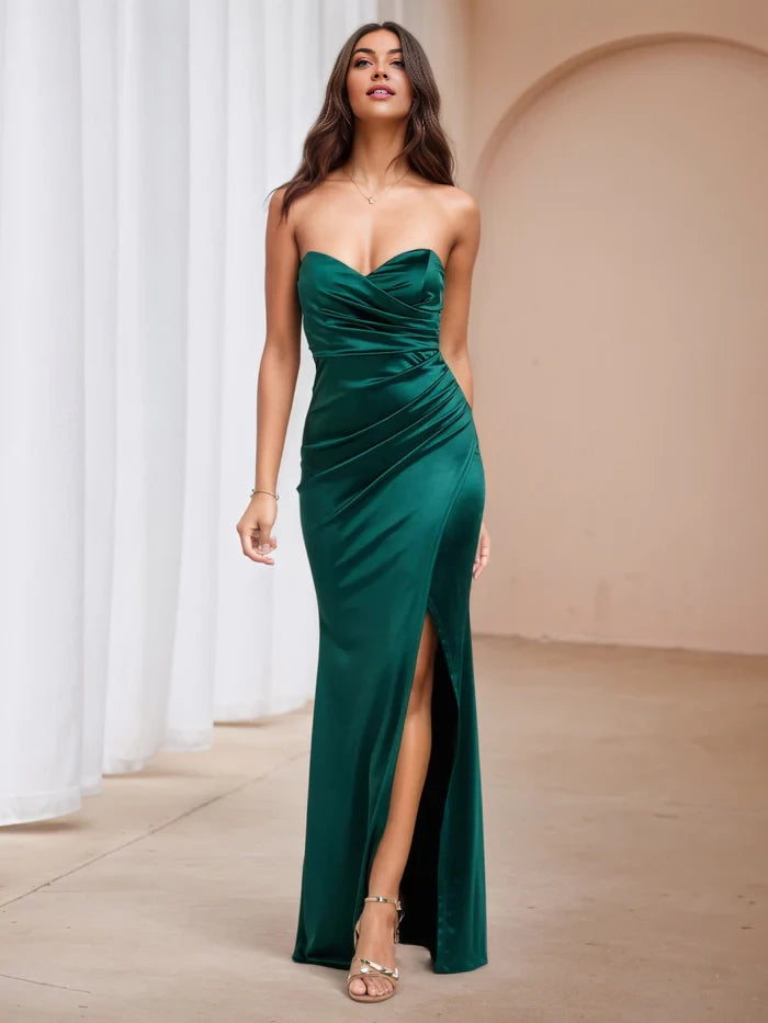 Elegant Mermaid Sweetheart Neck Sleeveless Open Back Long Length Prom Dresses