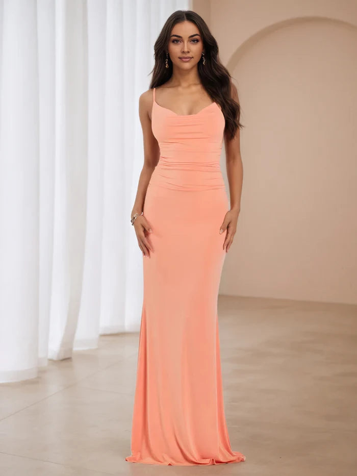 Elegant Mermaid Sweetheart Neck Sleeveless Plain Back Floor Length Prom Dresses