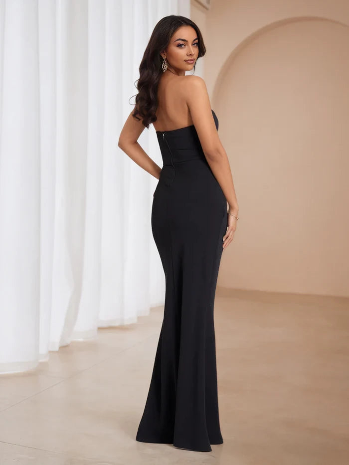 Elegant Mermaid Sweetheart Neck Sleeveless Plain Back Floor Length Prom Dresses