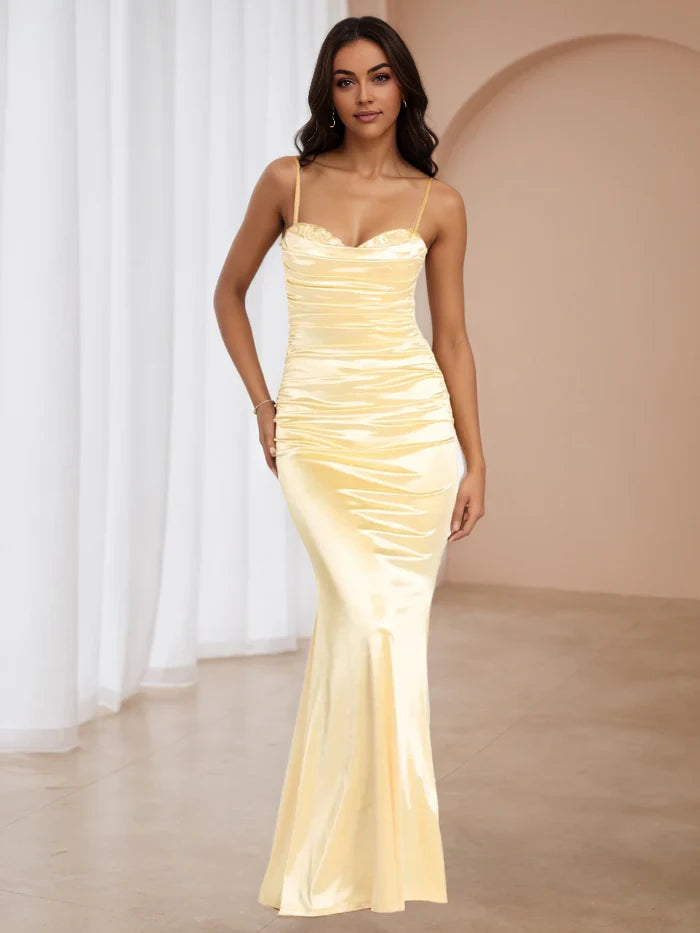 Elegant Mermaid Sweetheart Neck Sleeveless Zip Back Floor Length Prom Dresses